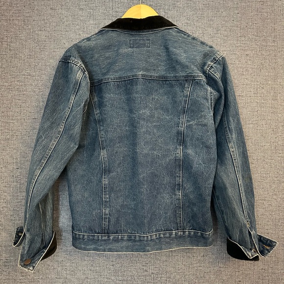 Cotton Denim Jacket with Velvet Black Collar And Cuffs - Picture 7 of 10